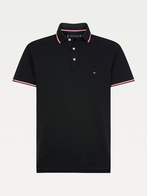 Tommy Hilfiger Organic Cotton Slim Fit Moški Polo Majica Črna | TH284IYJ