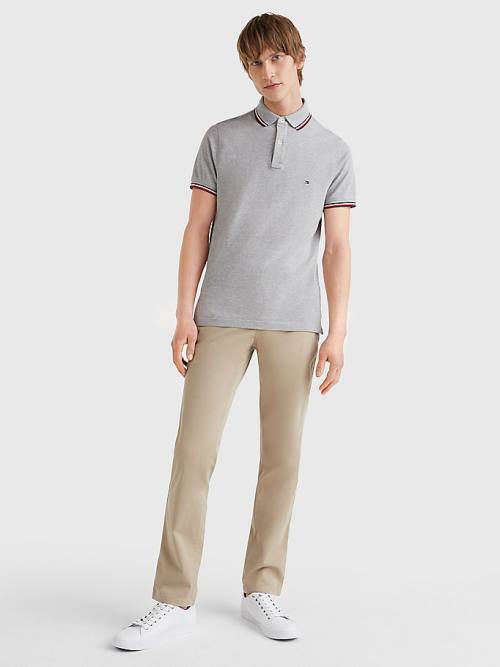 Tommy Hilfiger Organic Cotton Slim Fit Moški Polo Majica Siva | TH416QJS