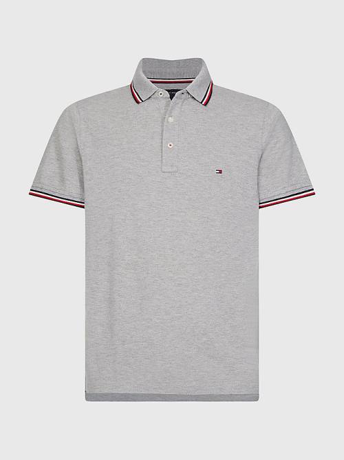 Tommy Hilfiger Organic Cotton Slim Fit Moški Polo Majica Siva | TH416QJS