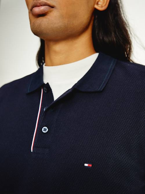 Tommy Hilfiger Organic Cotton Slim Fit Moški Polo Majica Modra | TH473TPV