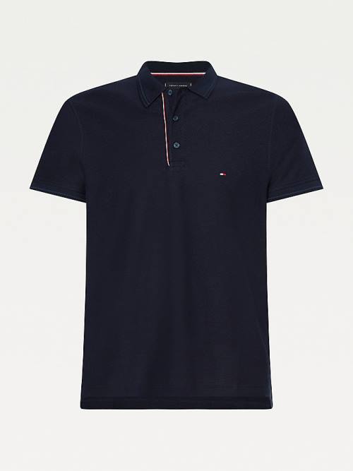 Tommy Hilfiger Organic Cotton Slim Fit Moški Polo Majica Modra | TH473TPV