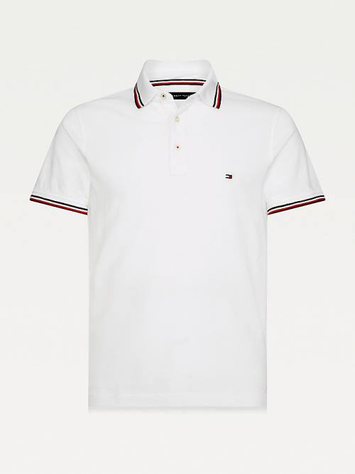 Tommy Hilfiger Organic Cotton Slim Fit Moški Polo Majica Bela | TH593KUZ