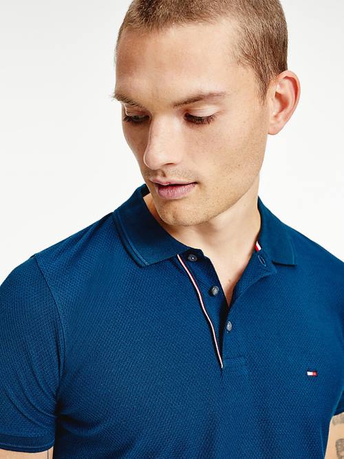 Tommy Hilfiger Organic Cotton Slim Fit Moški Polo Majica Modra | TH643AMS