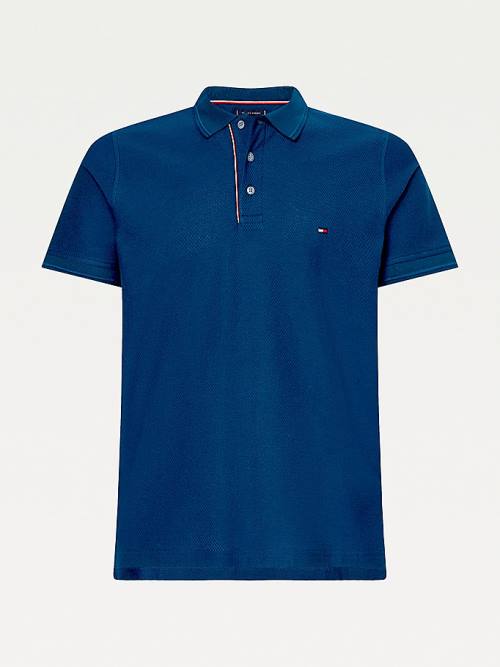 Tommy Hilfiger Organic Cotton Slim Fit Moški Polo Majica Modra | TH643AMS