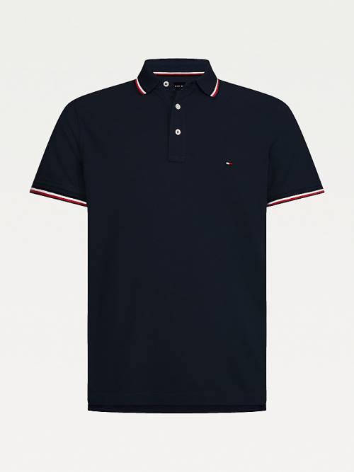 Tommy Hilfiger Organic Cotton Slim Fit Moški Polo Majica Modra | TH960NIF