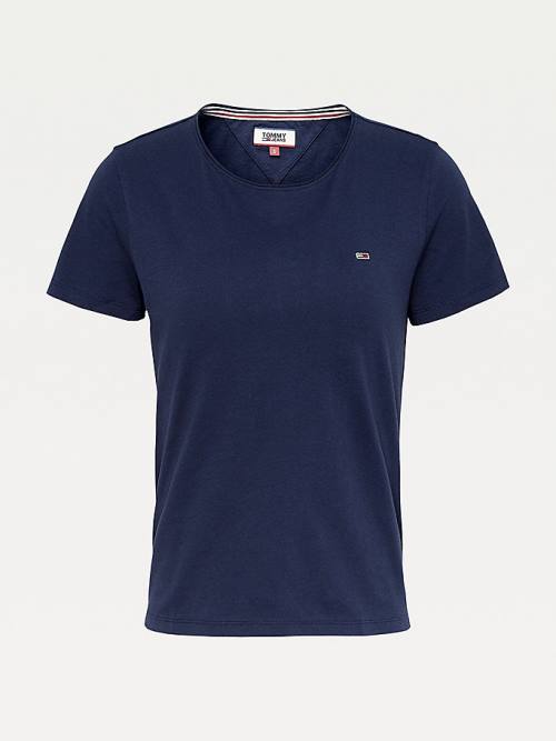 Tommy Hilfiger Organic Cotton Slim Fit Ženske Majice Modra | TH027DUP