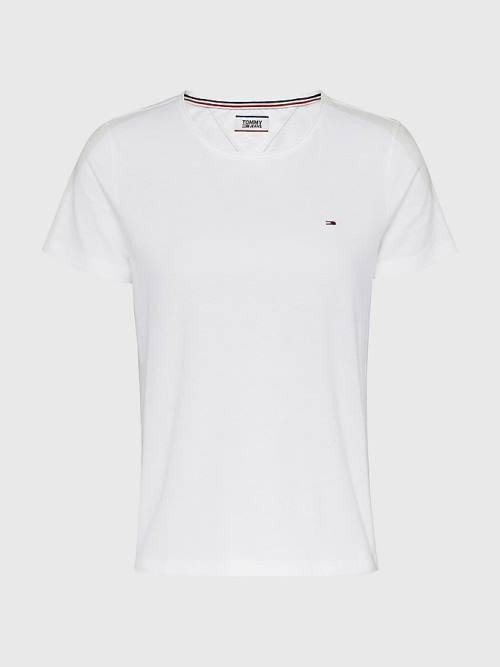 Tommy Hilfiger Organic Cotton Slim Fit Ženske Majice Bela | TH450XCK