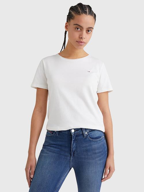 Tommy Hilfiger Organic Cotton Slim Fit Ženske Majice Bela | TH450XCK