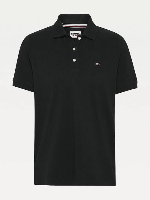 Tommy Hilfiger Organic Cotton Slim Fit Ženske Polo Majica Črna | TH634IRS