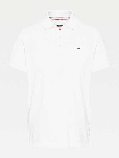 Tommy Hilfiger Organic Cotton Slim Fit Ženske Polo Majica Bela | TH879RES