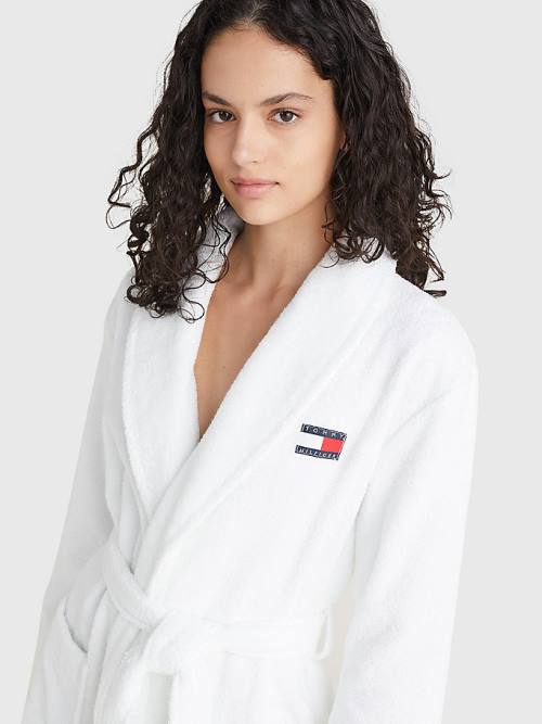 Tommy Hilfiger Organic Cotton Towelling Robe Ženske Pižama Bela | TH256HQT