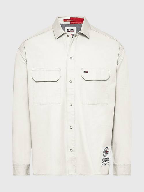 Tommy Hilfiger Organic Cotton Twill Overshirt Moški Srajce Bela | TH195PEO