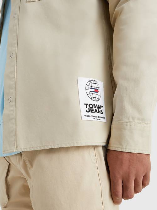 Tommy Hilfiger Organic Cotton Twill Overshirt Moški Srajce Bež | TH439ZGN