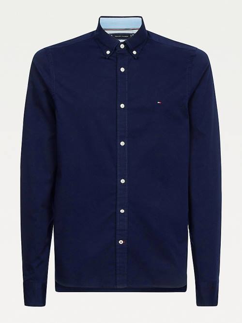 Tommy Hilfiger Organic Cotton Twill Slim Fit Moški Srajce Modra | TH591IAG