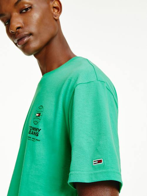 Tommy Hilfiger Organic Cotton Unity Logos Moški Majice Zelena | TH584FYK