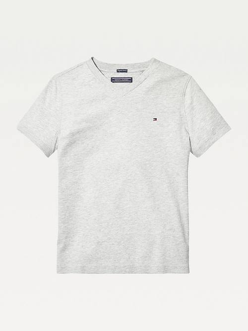 Tommy Hilfiger Organic Cotton V-Neck Dekleta Majice Siva | TH913CTR