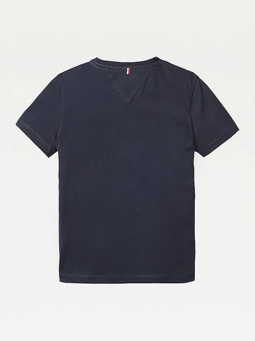 Tommy Hilfiger Organic Cotton V-Neck Fantje Majice Modra | TH146BAO