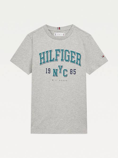 Tommy Hilfiger Organic Cotton Varsity Print Fantje Majice Siva | TH417YBL