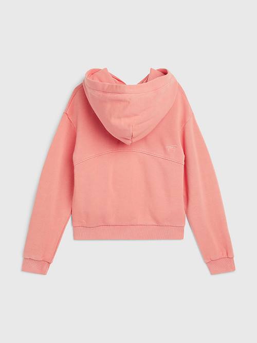 Tommy Hilfiger Organic Cotton Zip-Thru Dekleta Pulover s kapuco Oranžna | TH103CGU