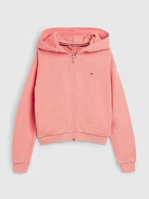 Tommy Hilfiger Organic Cotton Zip-Thru Dekleta Pulover s kapuco Oranžna | TH103CGU