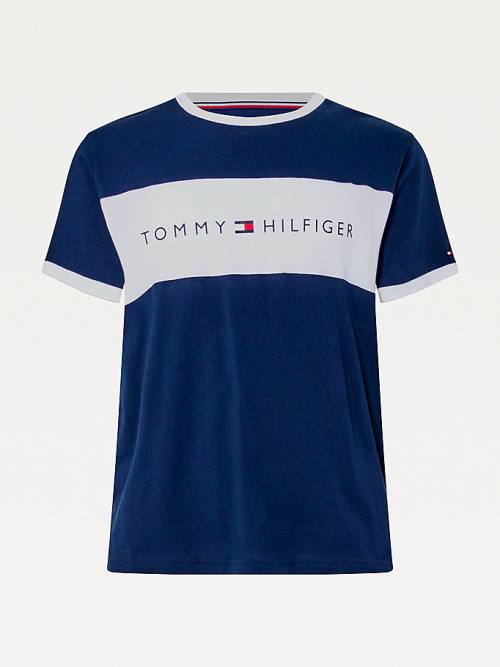 Tommy Hilfiger Original Colour-Blocked Logo Moški Pižama Modra | TH235JSW