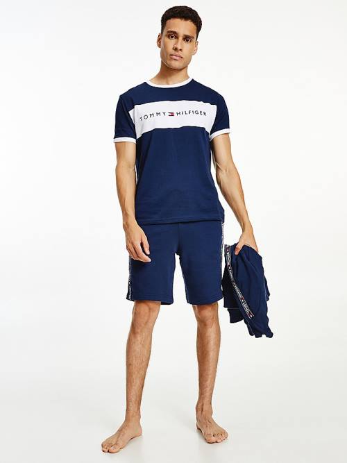 Tommy Hilfiger Original Colour-Blocked Logo Moški Pižama Modra | TH235JSW