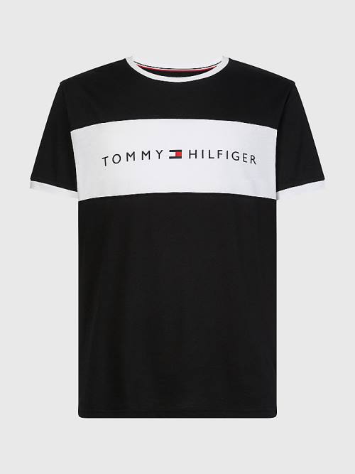 Tommy Hilfiger Original Colour-Blocked Logo Moški Pižama Črna | TH481JZG