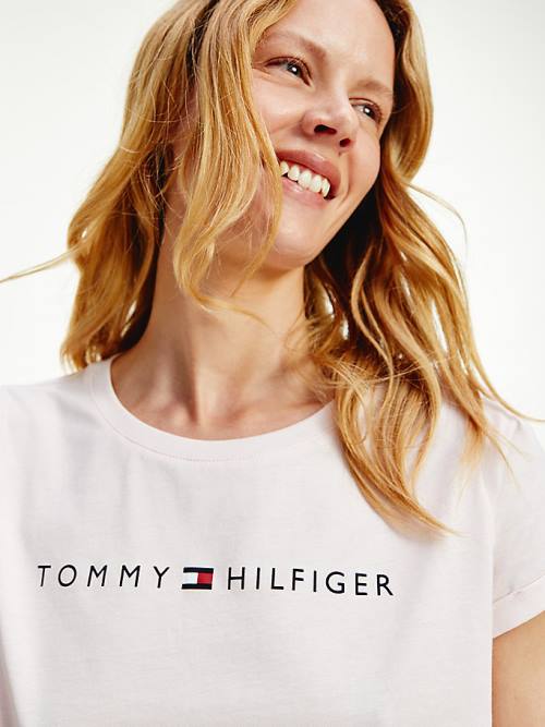 Tommy Hilfiger Original Logo Turn-Back Cuff Ženske Majice Roza | TH541GTB