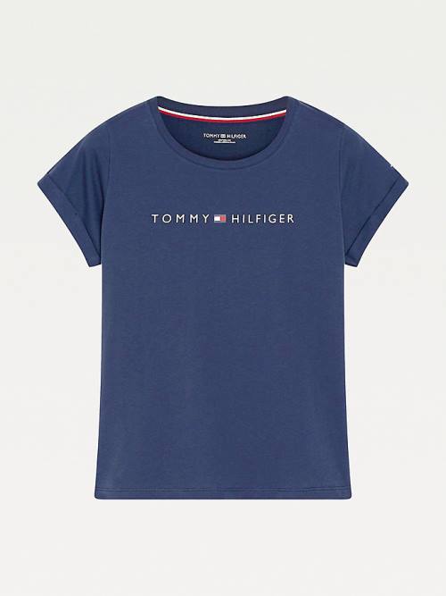 Tommy Hilfiger Original Logo Turn-Back Cuff Ženske Majice Modra | TH693MQU