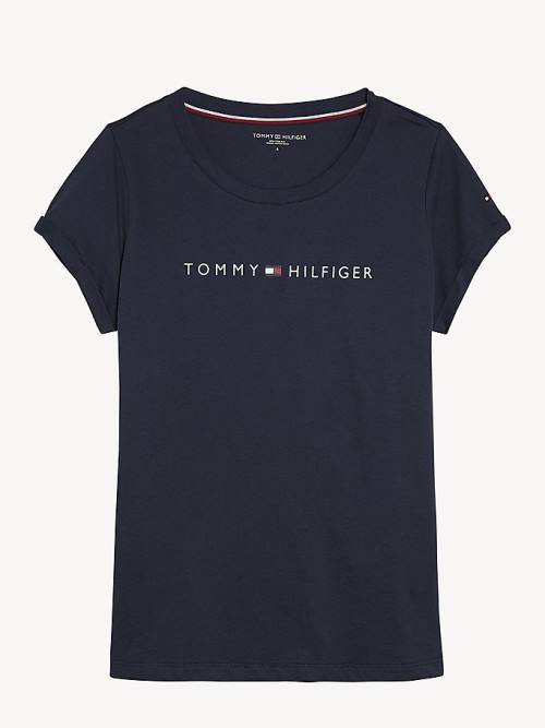 Tommy Hilfiger Original Logo Turn-Back Cuff Ženske Majice Modra | TH693MQU