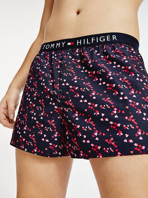 Tommy Hilfiger Original Logo Waistband Print Boxer Shorts Moški Spodnje Perilo Modra | TH261DSY