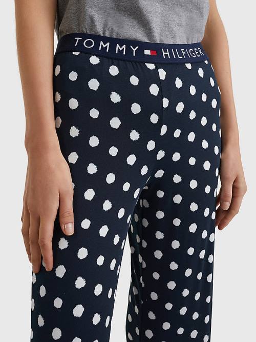 Tommy Hilfiger Original Logo Waistband Print Lounge Joggers Ženske Pižama Modra | TH790XJO