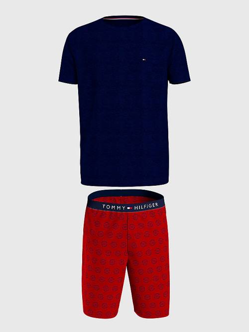 Tommy Hilfiger Original Short Print Set Moški Pižama Modra | TH590IOX