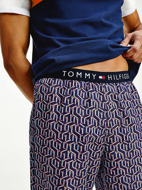 Tommy Hilfiger Original Woven Print Bottoms Moški Pižama Modra | TH196EWL