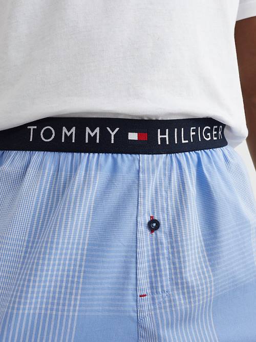 Tommy Hilfiger Original Woven Print Shorts Moški Pižama Modra | TH725NPD