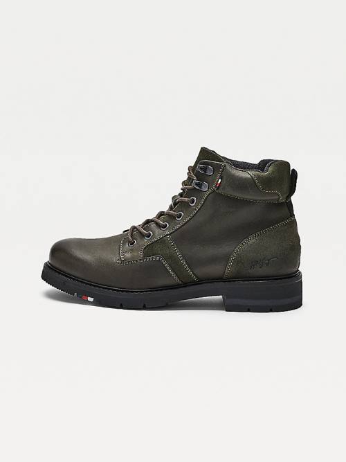 Tommy Hilfiger Outdoor Mixed Panel Ankle Moški Škornji Zelena | TH741OCN