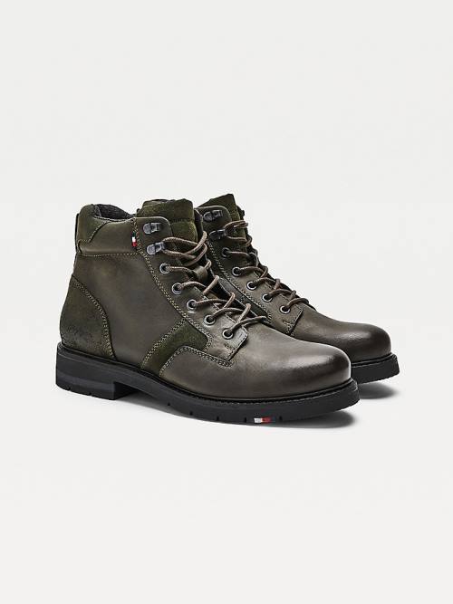 Tommy Hilfiger Outdoor Mixed Panel Ankle Moški Škornji Zelena | TH741OCN