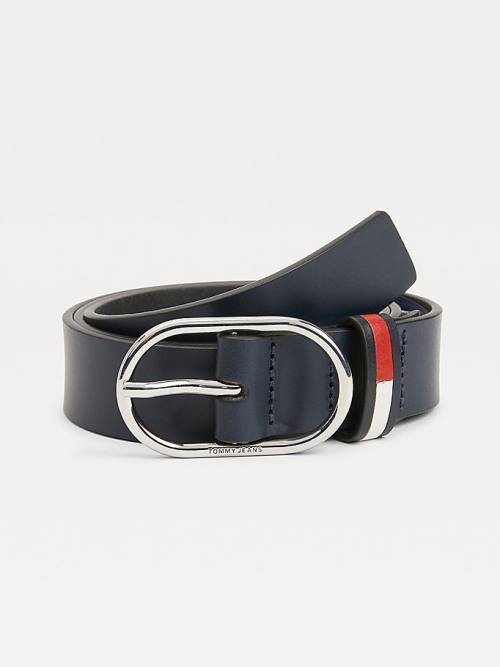 Tommy Hilfiger Oval Buckle Organic Leather Ženske Pas Za Hlače Modra | TH453WNL