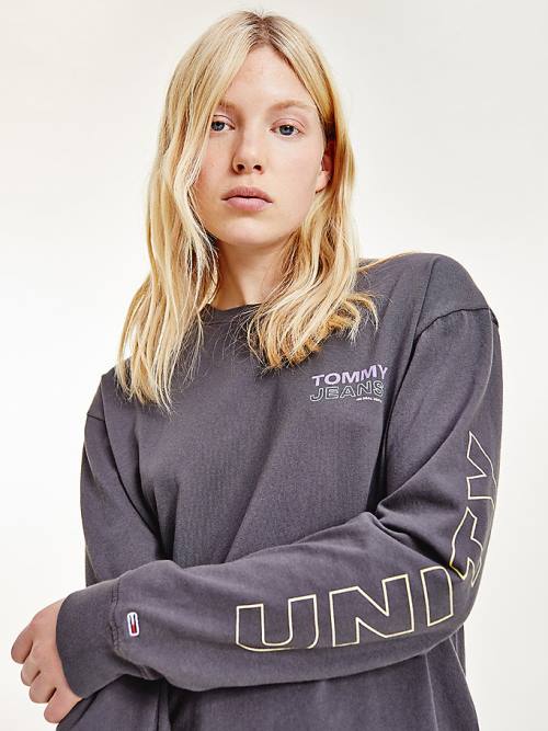 Tommy Hilfiger Oversized Fit Long Sleeve Ženske Majice Črna | TH017CDJ