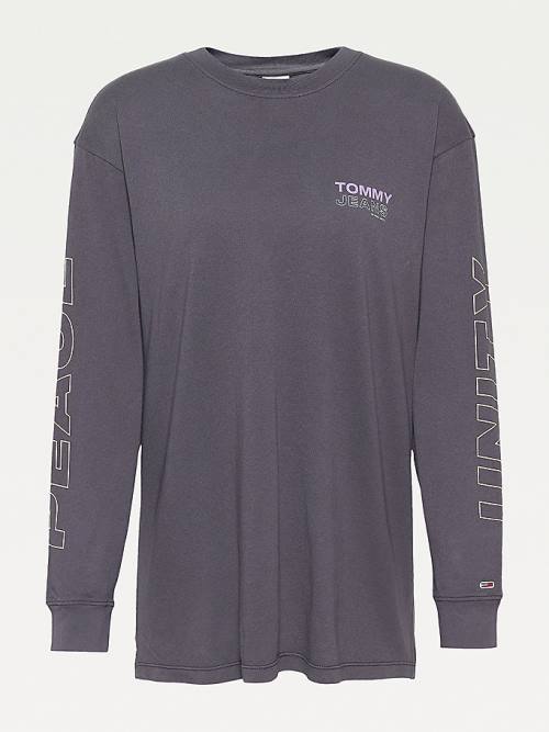 Tommy Hilfiger Oversized Fit Long Sleeve Ženske Majice Črna | TH017CDJ