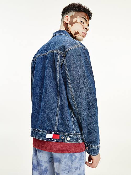 Tommy Hilfiger Oversized Hemp Trucker Moški Jakne Denim | TH801KNO