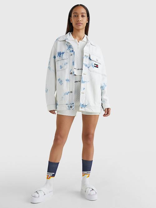 Tommy Hilfiger Oversized Marbled Denim Utility Ženske Jakne Denim | TH056FYC