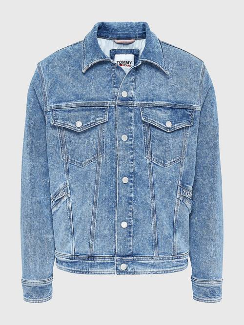 Tommy Hilfiger Oversized Trucker Moški Jakne Denim | TH679BCU