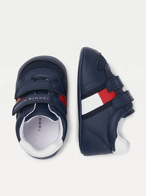 Tommy Hilfiger Padded Hook And Loop Fastening Fantje Superge Modra | TH274SBH