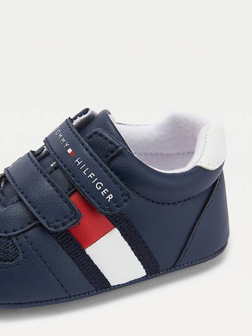 Tommy Hilfiger Padded Hook And Loop Fastening Fantje Superge Modra | TH274SBH