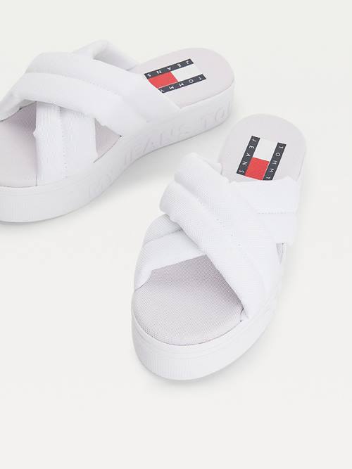 Tommy Hilfiger Padded Strap Flatform Ženske Sandali Bela | TH845GXB