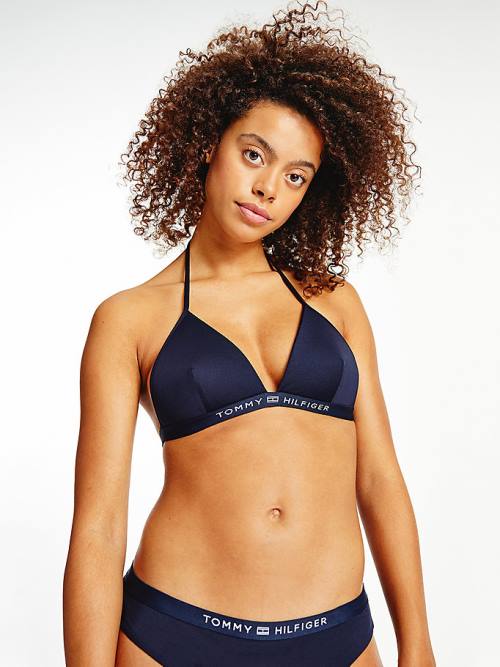 Tommy Hilfiger Padded Triangle Bikini Top Ženske Kopalke Modra | TH917DIY