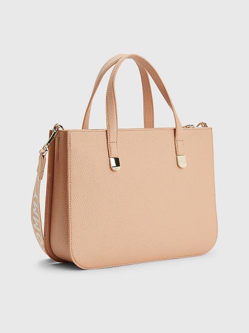 Tommy Hilfiger Pebble Grain Satchel Ženske Torbice Bež | TH586UXV