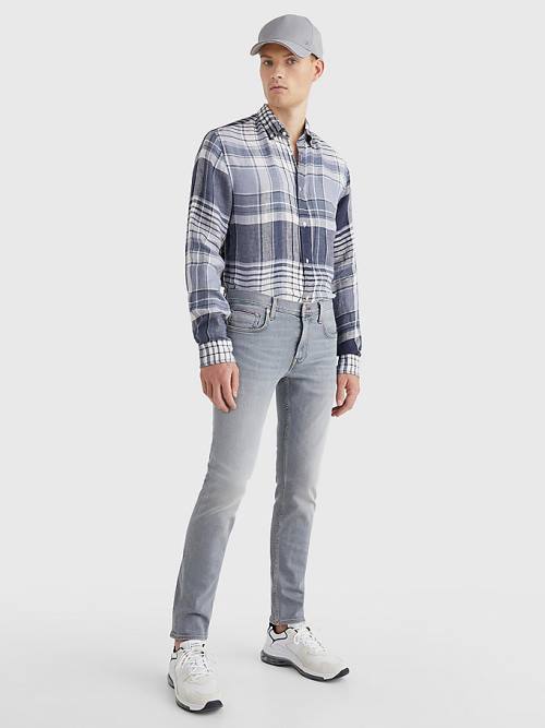 Tommy Hilfiger Pigment Dyed Check Linen Moški Srajce Modra | TH025CBV