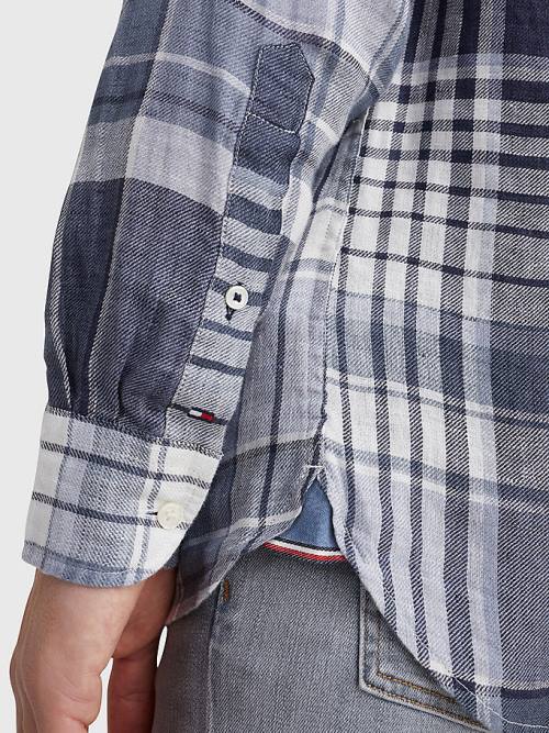 Tommy Hilfiger Pigment Dyed Check Linen Moški Srajce Modra | TH025CBV